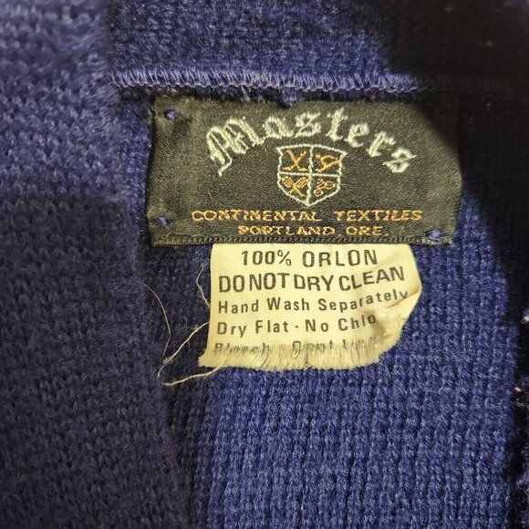 Vintage 1950s Orlon Wool Letter Sweater - Navy with Red Letter‎ G (Size XL) - Picture 4 of 6